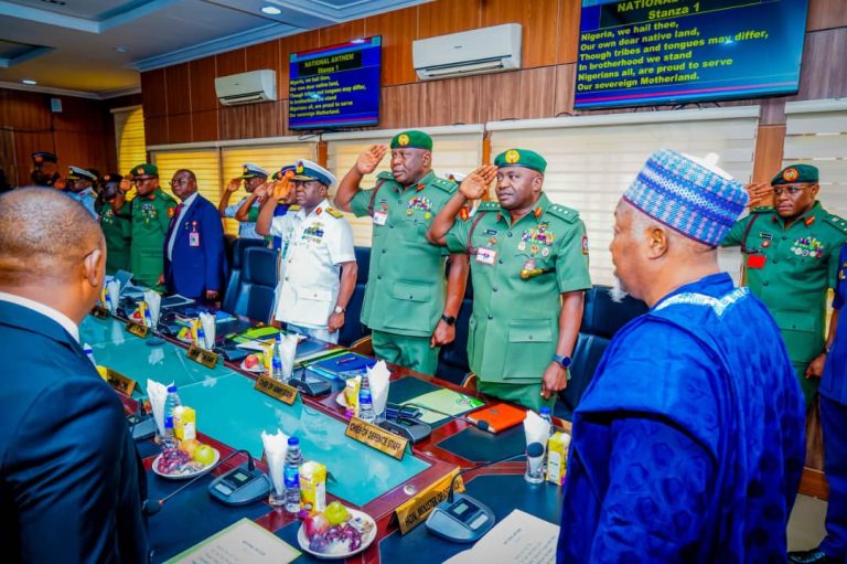 Abubakar Holds Operational Brief With Chief Of Defence Staff , Service Chiefs To Address National Security Situation