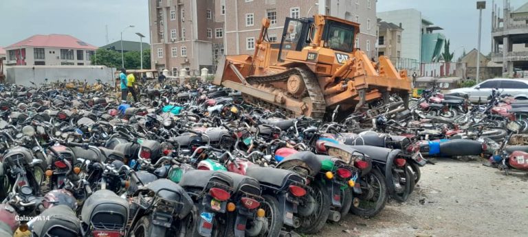 FCTA Crushes Over 600 Bikes in Abuja